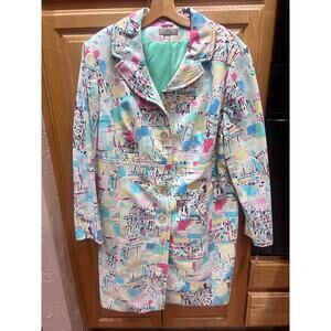 Colorful Vintage Postcard Print Coat by i.e. woman | brand new with tags | 1x